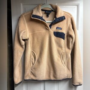 Patagonia baby pink re tool pullover with Navy Trim
